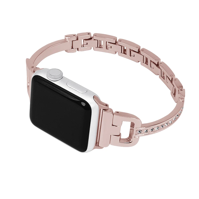 Алмазный ремешок для Apple Watch браслет умные часы из нержавеющей стали 4 3 42 мм 38 iwatch