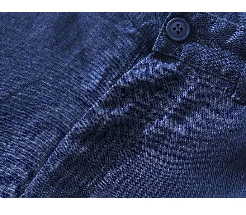 Linen Beach Shorts Mid Waist Men’s Summer Casual Business Straight Fit Pants