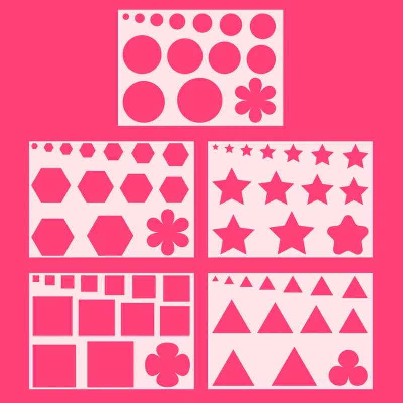 

5pc Five-pointed Star Stencil Painting Template DIY Scrapbooking Embossing Bullet Journal Stencils Decor Spray Mold Reusable
