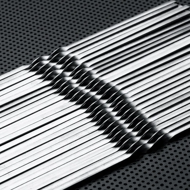 10pcs Stainless BBQ Sticks Steel For Skewer Reusable For Outdoor Camping Picnic Tools Cooking tools Barbeque Tools
