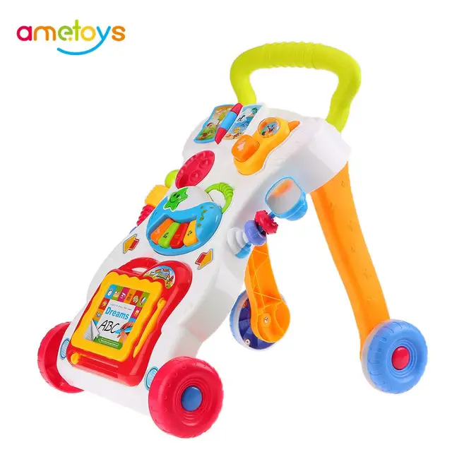 Music Baby Walker Baby First Step Car Toddler Trolley Sit-to-Stand Walker for Kids Early Learning Educational Adjustable Screw 1