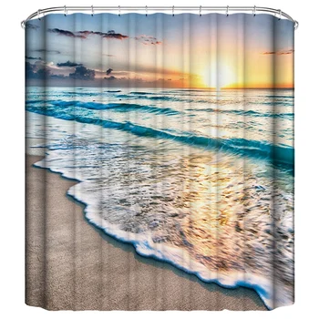 

3D Printed Waterproof Anti-Mildew Fabric Bathroom Shower Curtain with Hooks Bathroom Decoration