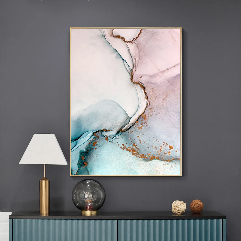 

Wall Art Blue Pink Canvas Paintings Modern Nordic Home Decoration Poster and Prints Abstract Texture Picture For Living Room