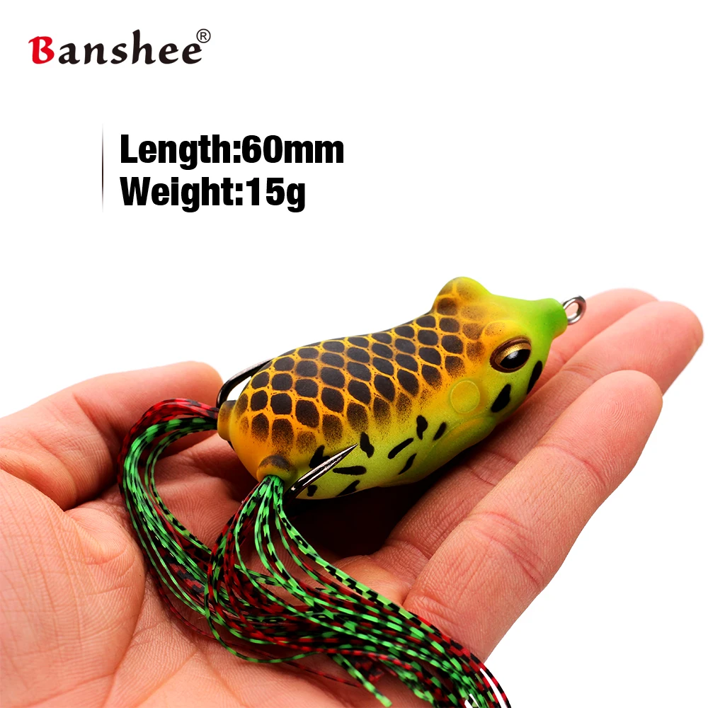 Banshee 15g 60mm BF01 Big size Top water fishing lure Natural painting soft  bait hollow live life 3D frog