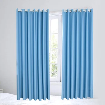 

2pcs Decorative Curtain Fashion Blackout Curtain Stylish Window Curtain for Home Living Room Bedroom - Blue (245x140cm, Perforat