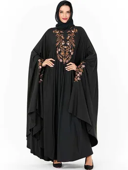 

Luxury Muslim Embroidery Abaya Bat Sleeve Maxi Dress Cardigan Kimono Long Robe Gowns Middle East Eid Ramadan Islamic Prayer