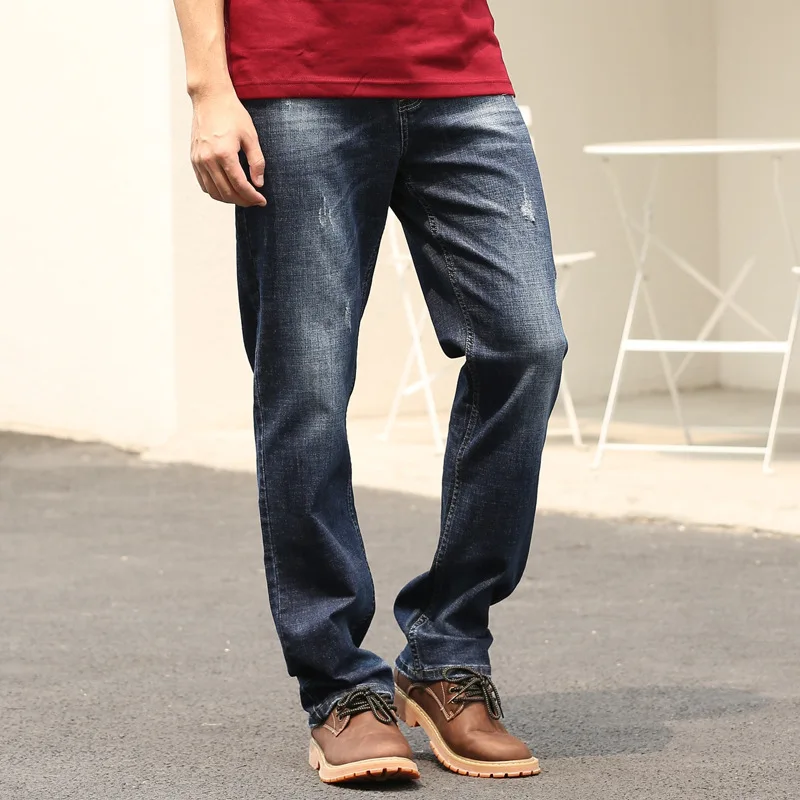 Весенние и осенние мужские прямые дышащие мешковатые джинсы синие джинсовые