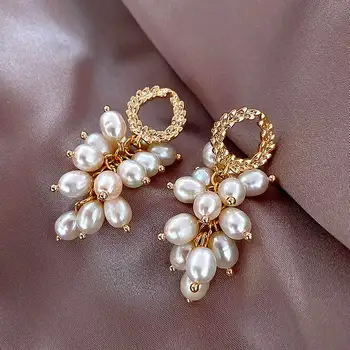 Multi Layers Strands Pearl Drop Earrings Women Etrendy Jewelry White
