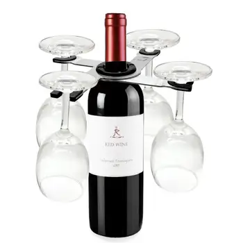 

1PC Stainless Steel Wine Glass Holder Mounted on a Wine Bottle Rotatable Red Wine Cup Storage Rack Organizer Shelf Bar Tools NEW