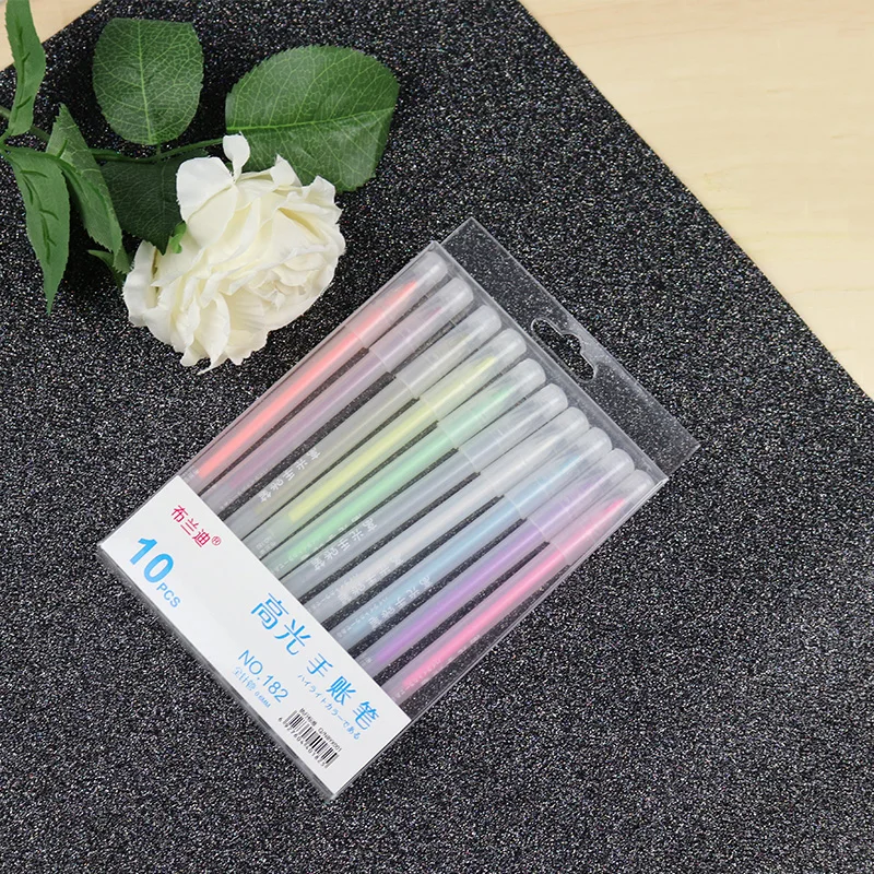 10pcs-set Разноцветный маркер для выделения текста конфеты с цветным рисунком гелевая ручка полная игла 10 цветов Руководство DIY ручной альбом черная карта художественные принадлежности - Цвет: 10pcs-set
