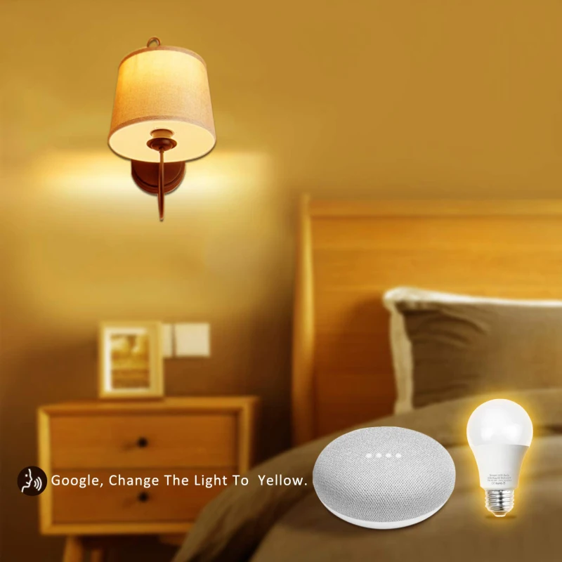 7 Вт wifi-патрон, умный свет лампы с регулируемой яркостью многоцветный Пробуждение света без ступицы не требуется Совместимость с Alexa Google Assistant умный дом