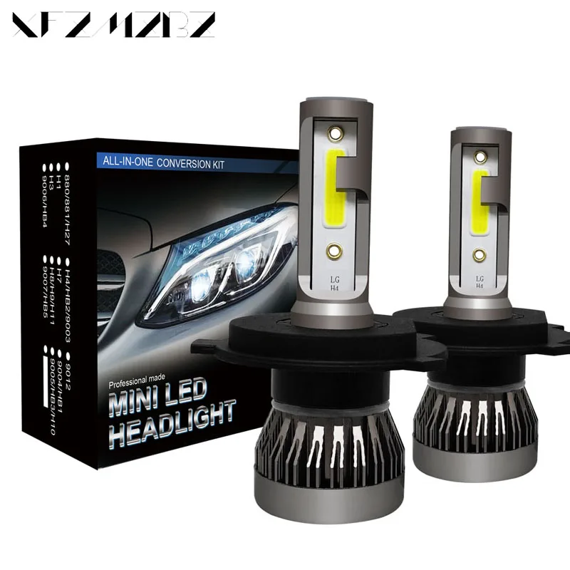 XFZMZBZ 2pcs Mini 1 LED Car Headlight Bulbs 90W 6000K 12000LM Super Bright Auto Foglight Lamp 9005 9006 H1 H4 H7 H11 Plug | Автомобили и