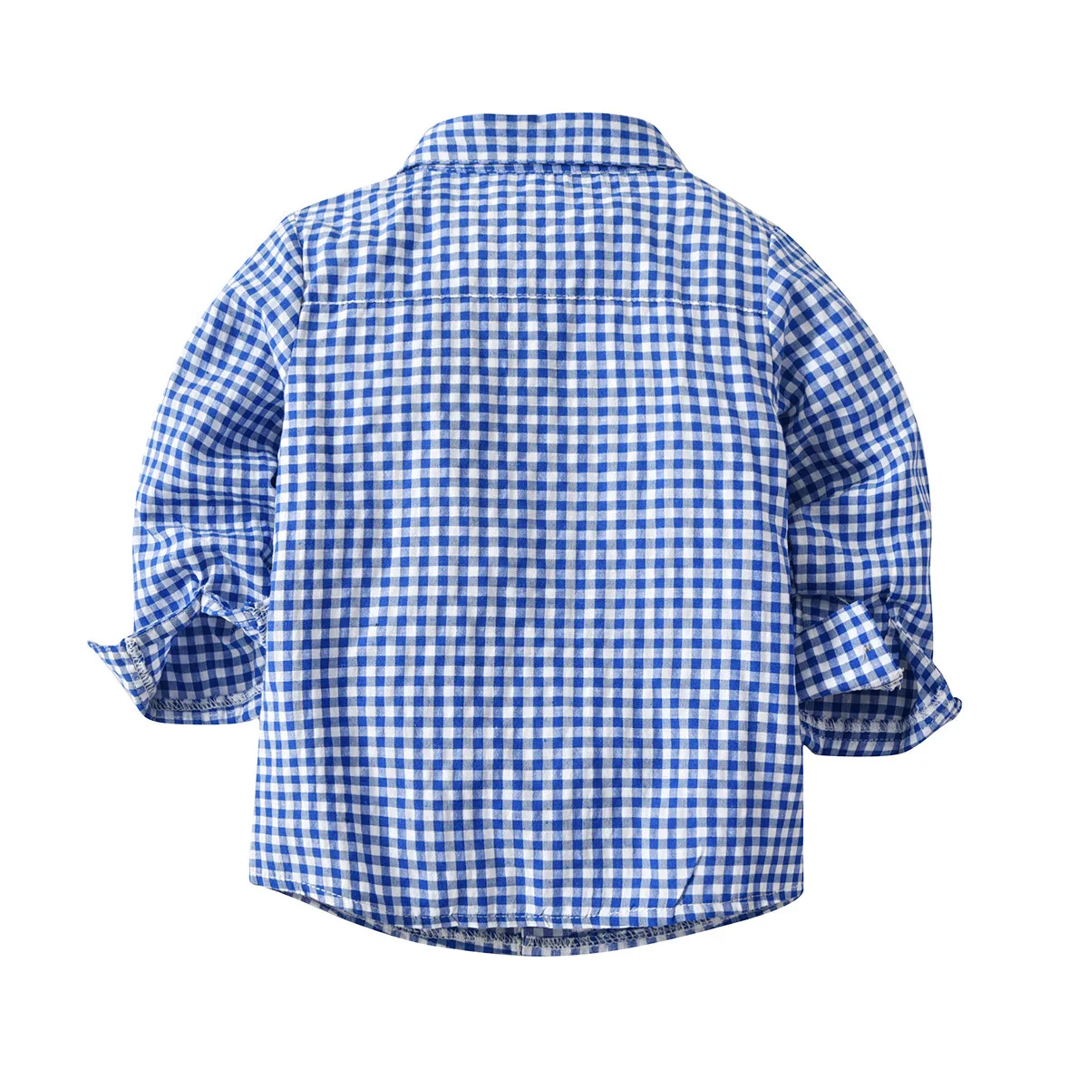 Детская рубашка; сезон весна-осень; Синяя Клетчатая блуза с длинными рукавами и бантом; детские топы в джентльменском стиле; рубашка