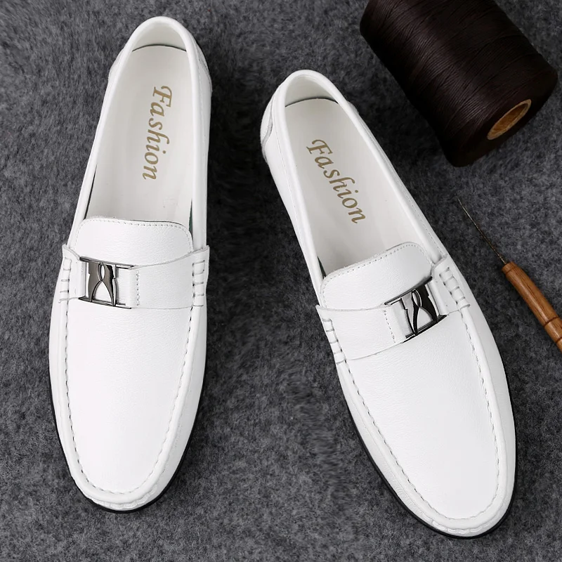 

genuine leather loafers men luxury shoes penny black and white mens slip on office cow spring autumn oxford italian slip-on