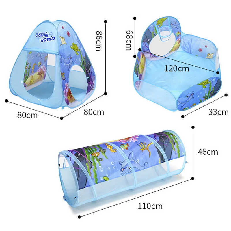 Oeak большой шатер игровой домик игрушки стили складные детские игрушки палатка три в одном ползающий туннель игрушка мяч бассейн игры на открытом воздухе