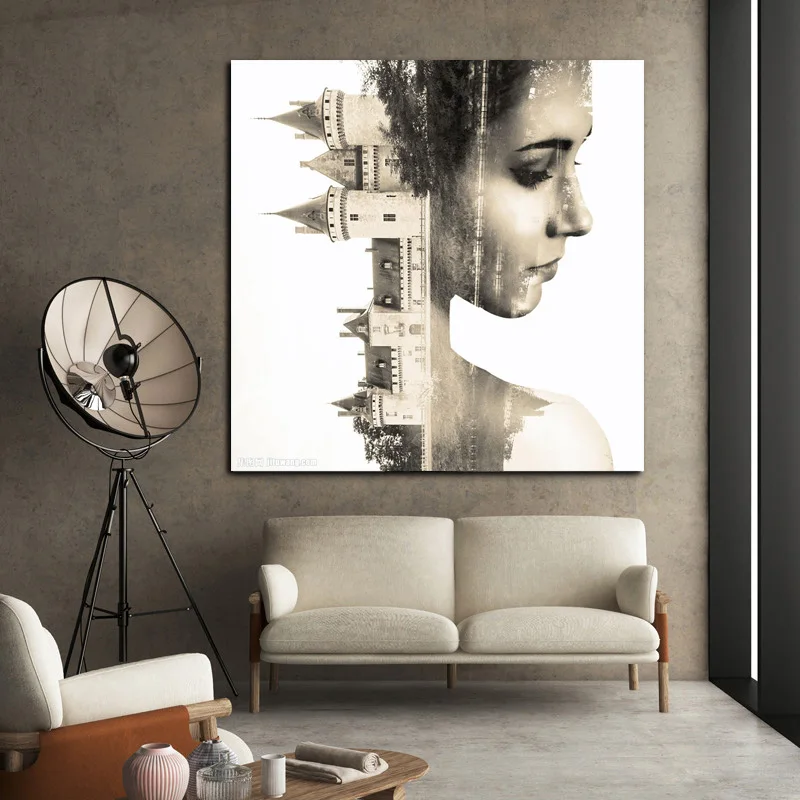 

RELIABLI ART Abstract Woman Building Poster Portrait Modern Home Decoration Wall Art Pictures for living room Bedroom No Frame