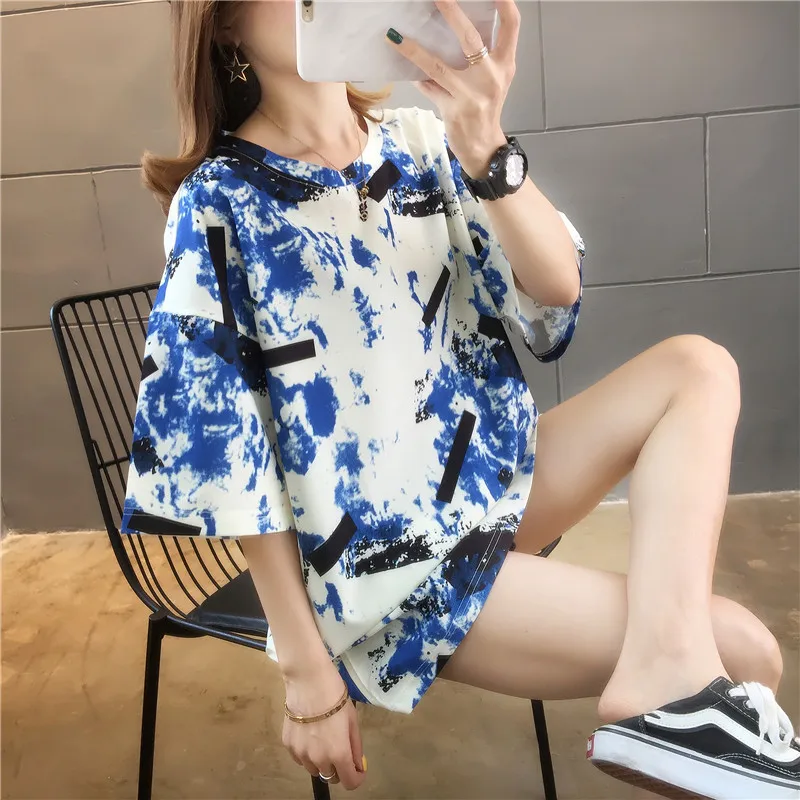 Summer Korean Clothes Streetwear T-shirts Women Plus Size Loose Harajuku Print T Shirt Girls Casual Femme Tops Blouse Tees