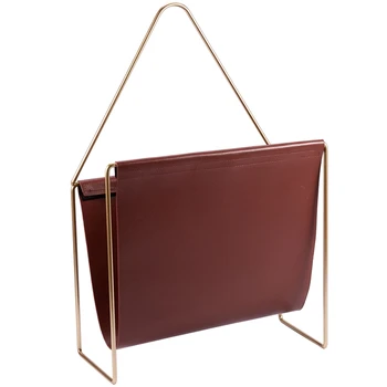 

Creative Leather Magazine Storage Rack Desktop Folder Book File Holder Newspaper Display Stand Home Room Decor