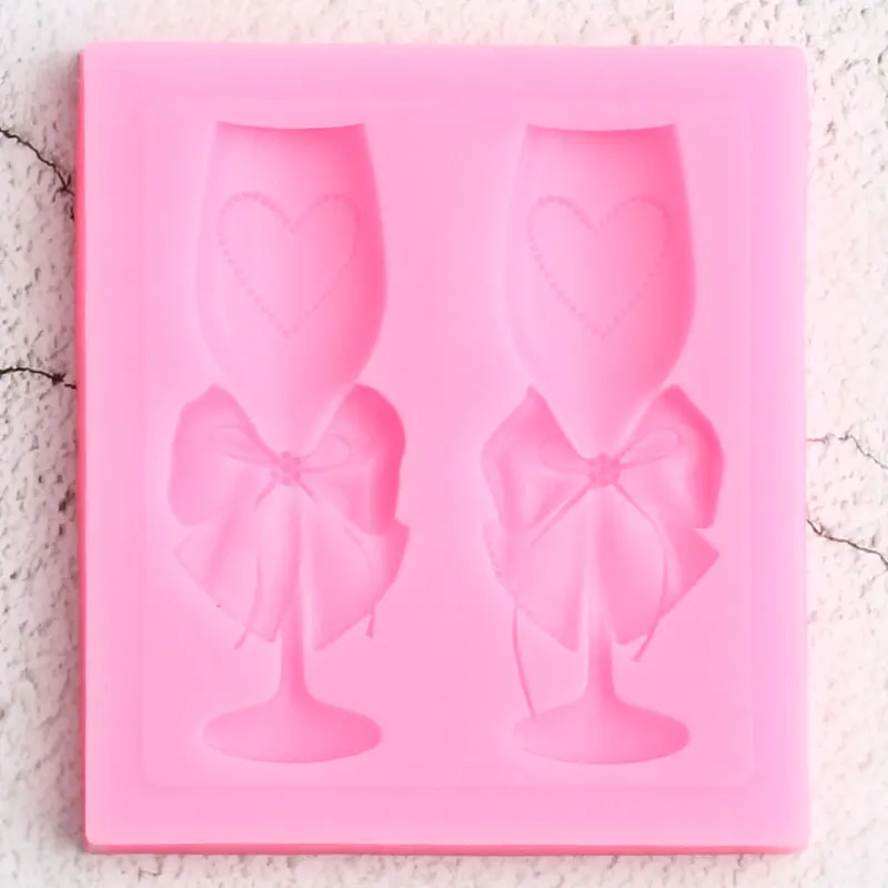 

Glass Cup Goblet Bows Silicone Molds DIY Party Cupcake Topper Fondant Cake Decorating Tools Candy Clay Chocolate Gumpaste Moulds