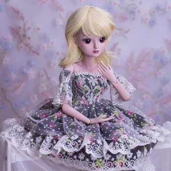 

Gold Mid-Length Wave Wig For 60CM BJD Dolls High Temperature Silk Wigs For 1/3 BJD Doll Accessories For Girls DIY Dress UP