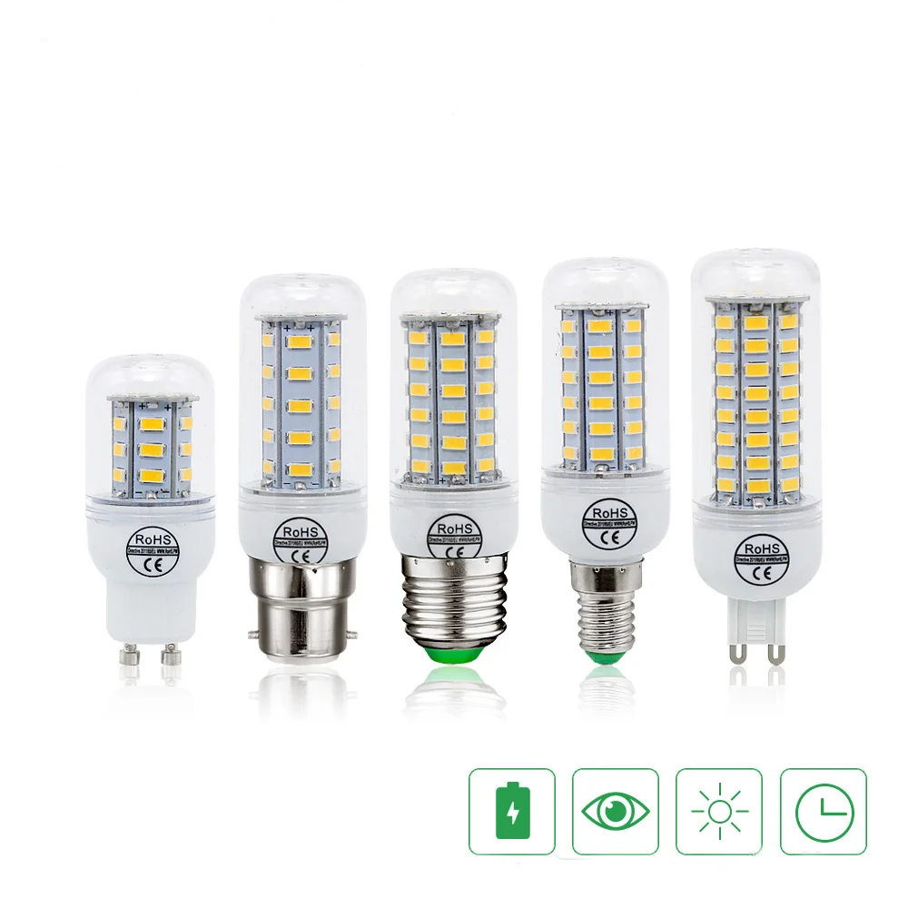 Светодиодный лампы E14 E27 G9 GU10 B22 лампочки Кукуруза SMD 5730 24 36 48 56 69 72 светодиодная