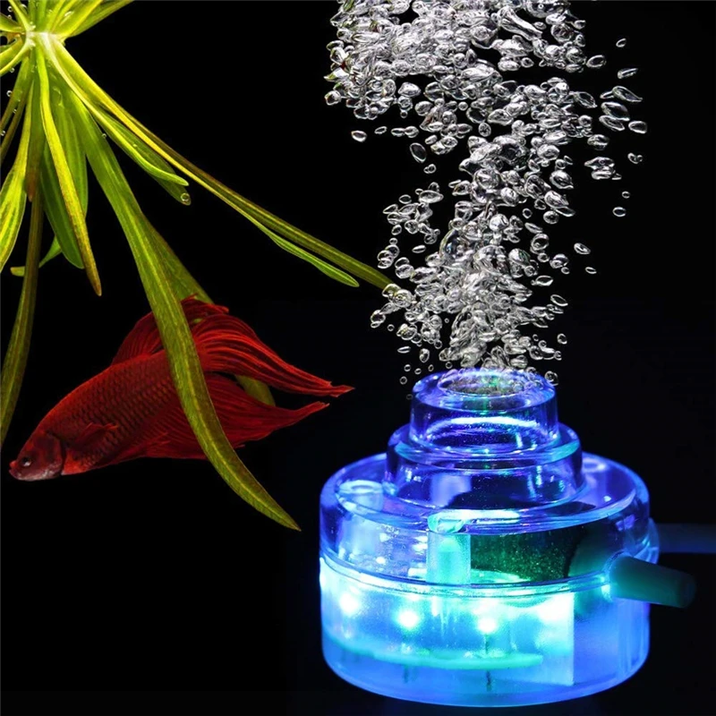 6 Underwater Aquarium LED Diving Lights with Air Pump Stone Submersible Aquarium Spot Lamp Fish Tank Ambient Lighting Colorful