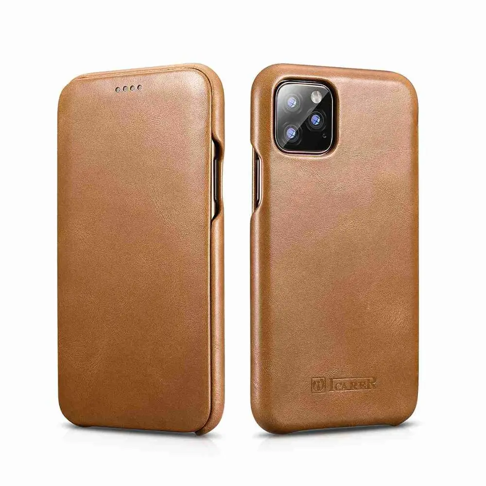 ICARER флип-чехол для iPhone 11Pro Max из натуральной кожи бизнес-книга Защитная крышка для Apple iPhone 11 бренд - Цвет: Хаки