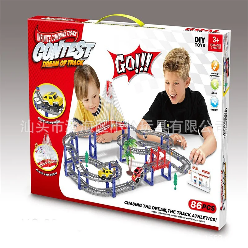 

Educational Cartoon Electric City Camera Track Stall Toy Electric Camera Track Flexible High-Speed Rail Train Hot Selling