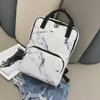 

Fashion Marble Pattern Backpacks Women Large Capacity Travel Bags Ladies Nylon Package Shoulder Bags For Girls Student Schoolbag