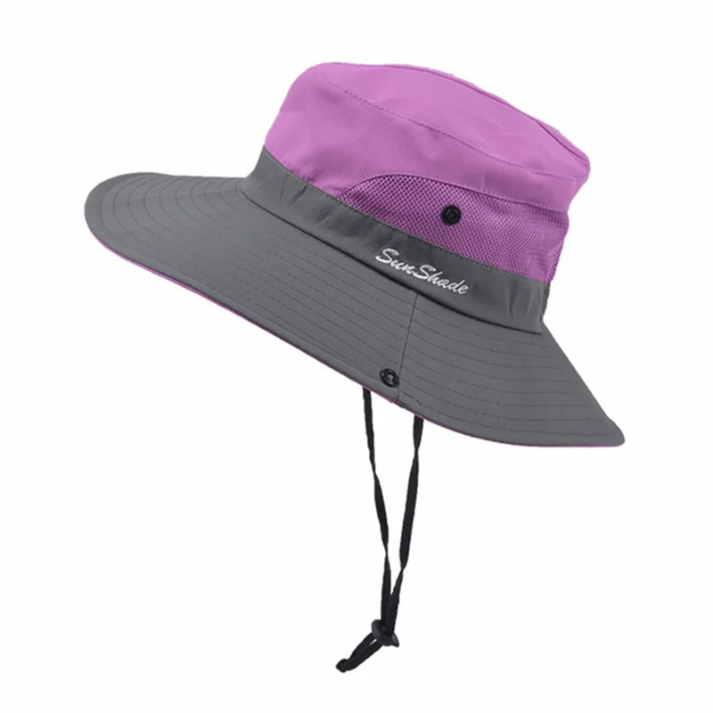 Parent-Child Men Women Wide Brim Travel Sport Cycling UV Sunscreen Horsetail Cap Unisex Summer Foldable Sun Fisherman Hat V14 pink fur bucket hat Bucket Hats