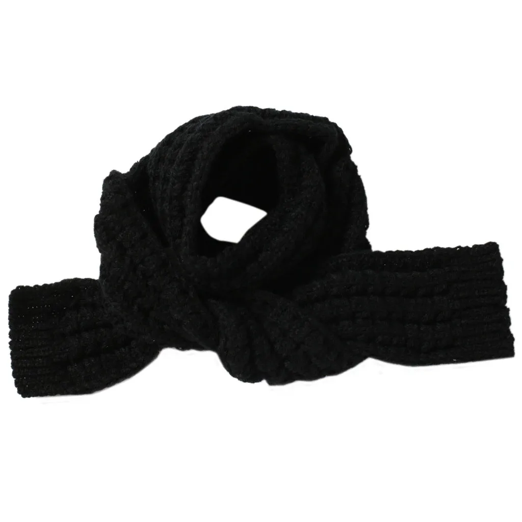 Дизайн; Модный вязаный шарф унисекс для мальчиков и девочек; сезон осень-зима; теплый однотонный шарф; новогодние подарки; Рождественский подарок - Цвет: Черный