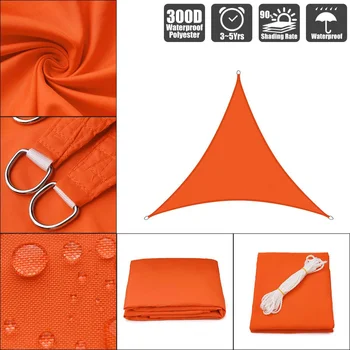 

Waterproof 300D Orange Square Rectangle Shade Sail garden terrace Canopy swimming Sun shade Camping Hiking Yard sail awnings