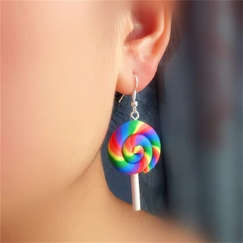 

Creative Rainbow Swirl Earrings Earring Candy Costume Trendy Style Women Girl Jewelry