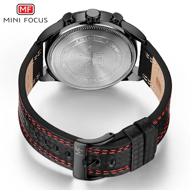 

Mini FOCUS Brand Genuine Product Multi-functional Sports Men's Watch Calendar Night Light Waterproof Leather Watch Strap 0029G