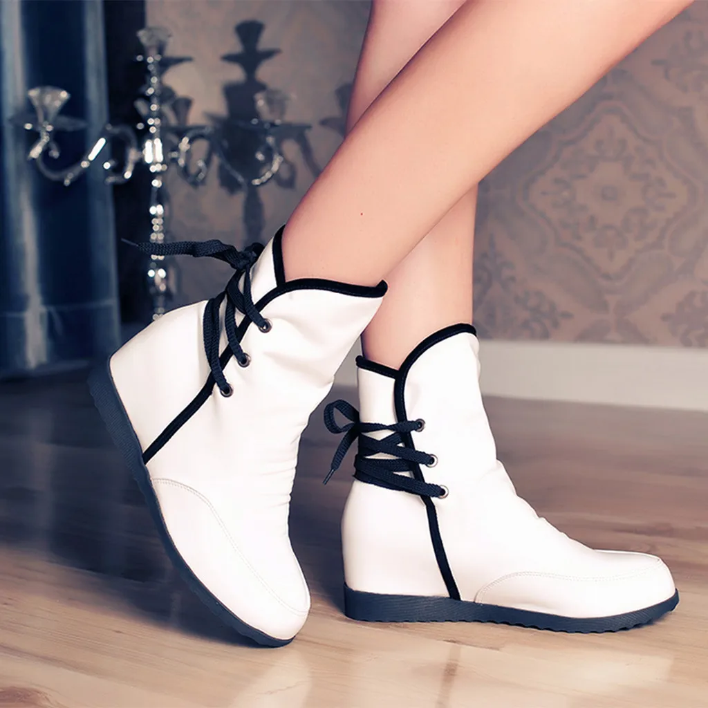 Tanie Women s Short Boots Back Strappy Winter Leather Boot 2019 Elegant Lady Ankle Shoes Ethnic Style Vintage Botas Flat Heels Warm