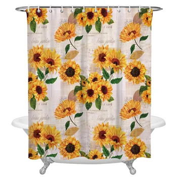 

Sunflower Old Newspaper Waterproof Fabric Shower Curtain Polyester Shower Curtains Bathroom Decoration Accessories Cortinas