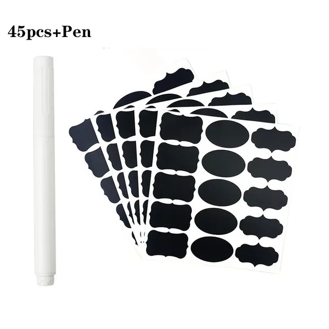 36-54pcs/Set Erasable Blackboard Sticker Craft Kitchen Jars Organizer Labels Chalkboard Chalk Board Sticker Black Board 5x3.5cm 45pcs 3 shapes