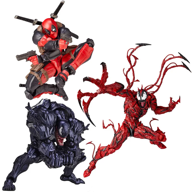 3 шт./компл. Marvel для тинейджеров Revoltech серии № 003 Удивительный Человек-паук кровопролитие Venom ПВХ, движущаяся фигурка, Коллекционная модель, игрушка