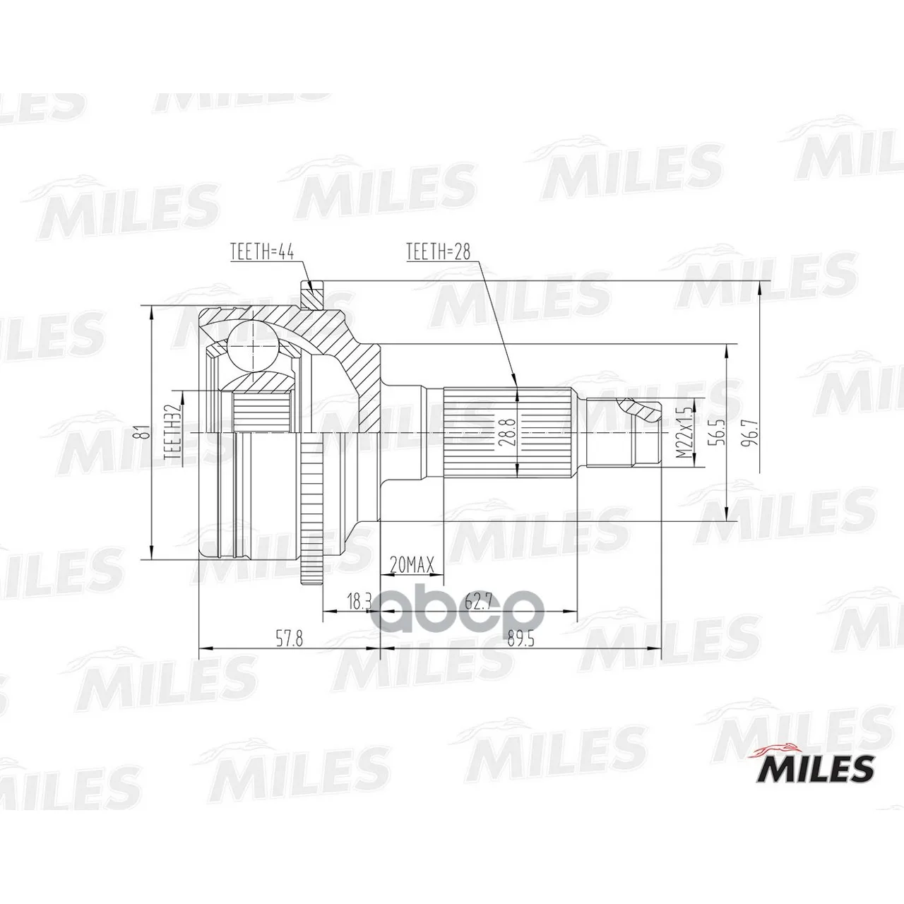 Шрус Mazda 6 I 1.8-2.3 02-07 Нар. Abs Miles Ga20223 Miles арт. GA20223