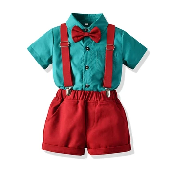 

Top and Top Fashion Cute Toddler Baby Boy Clothing Short Sleeve Tops Pants Outfits Set Newborn Bebes Gentleman Clothes Suit