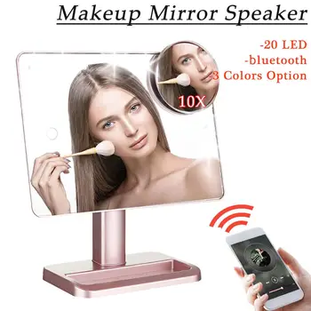 

bluetooth Speaker LED Makeup Mirror Smart Musical 20 Lights Touch Screen Adjustable Vanity Makeup Mirror with 10x Magnifier