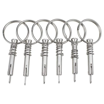

6Pcs Quick Release Pin Boat Bimini Top Pins 1/4 Inch Diameter with Drop Cam & Spring, Marine Hardware with Pull Ring
