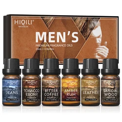 HIQILI Mens Fragrance Oils,TOP 6 Gift Set, 100% Pure Perfume Oil for Aromatherapy | Car Diffuser,Candles Making，Hair Care，DIY