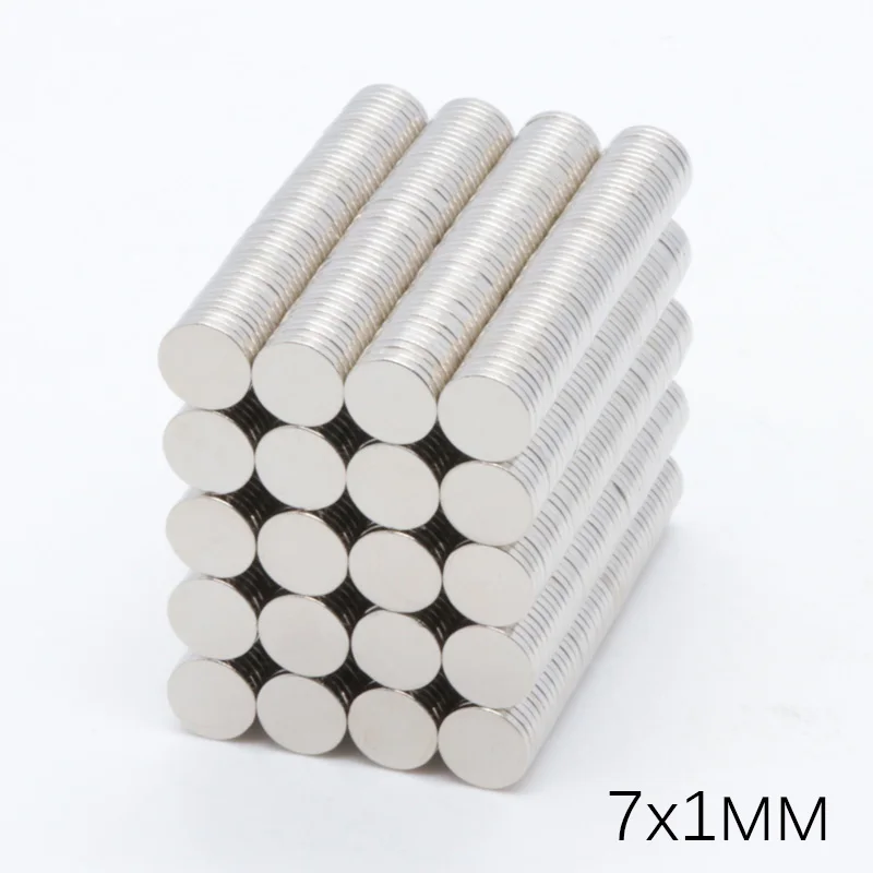 500 шт./лот 7x1 мм диск NdFeB магнит 7*1 мм N35 Сильный диск NdFeB редкоземельный магнит 7x1 мм неодимовые магниты 7 мм x 1 мм