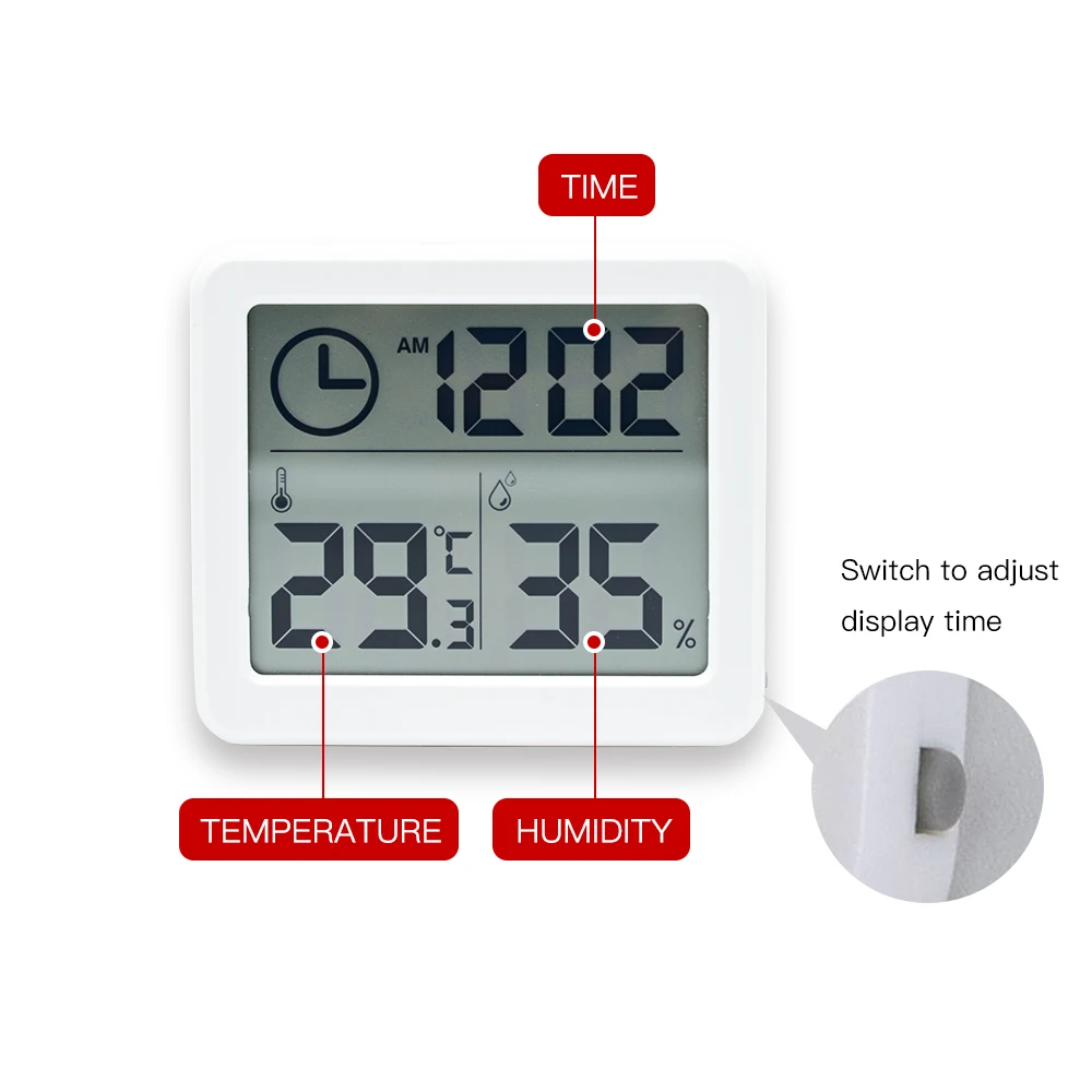 ЖК-электронные часы с гигрометром и термометром, ультратонкие простые цифровые часы для украшения дома, 3,2 дюймов, большое количество