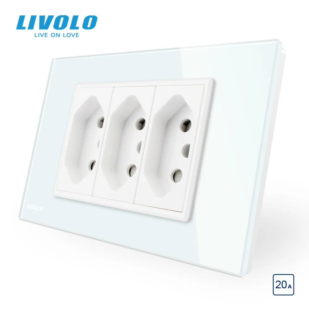 Livolo brailia Стандартный 3 контакта 10А/20А разъем типа N вилки 3pin отверстие настенное
