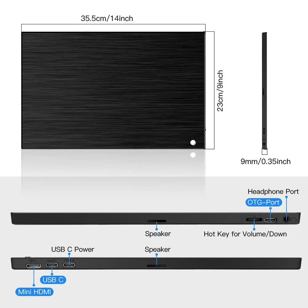 Eyoyo EM15K 15," HDMI USB-C портативный монитор 1920x1080 FHD HDR ips дисплей светодиодный экран для ПК PS4 Xbox Phone