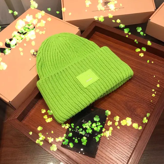 AC Studios Smiling face Beanie Skull Caps knitted Cashmere Eye Warm Couple Lovers Acne Hats Tide Street Hip-hop Wool Cap Adult 2
