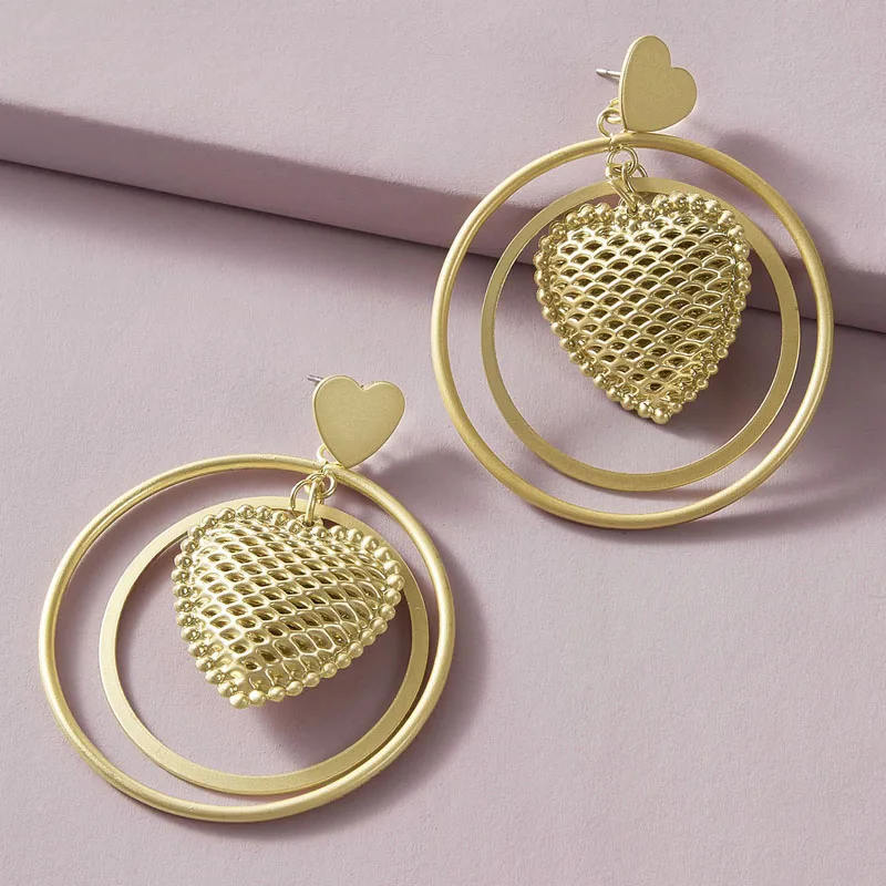 

Docona Vintage Circle Heart Earring for Women Girls Gothic Metal Alloy Drop Dangle Earrings Party Jewelry Brincos 9568