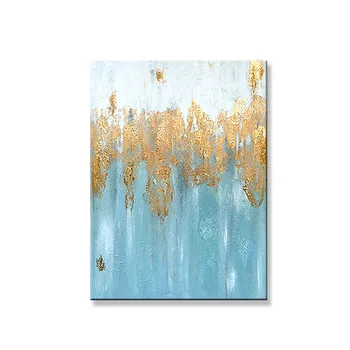 

Original draw High quality Handmade oil painting on canvas abstract light blue wall art hang picture for living room Entrance
